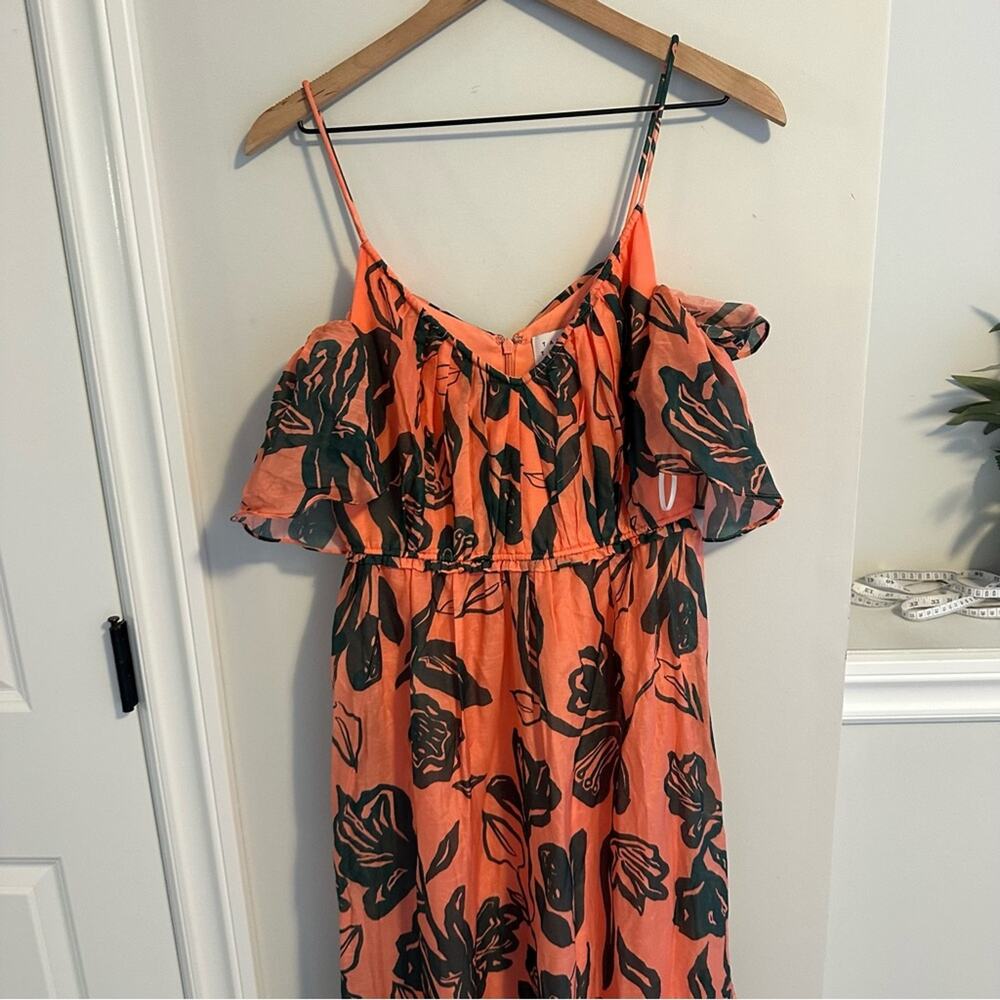 Tanya Taylor Pink Green Leaf Silk Cotton Maxi Dress 4 - Picture 15 of 16